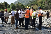 Minister of State for Works leads a Technical team on a site visit to the floods ravaged areas of Kasese